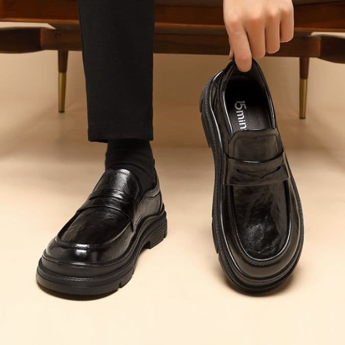 メンズローファー 厚底 洗練ビジネス厚底ローファー